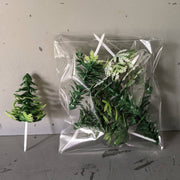 Quirks! craft supplies Vintage Plastic Evergreen Tree Cupcake Picks New Old Stock