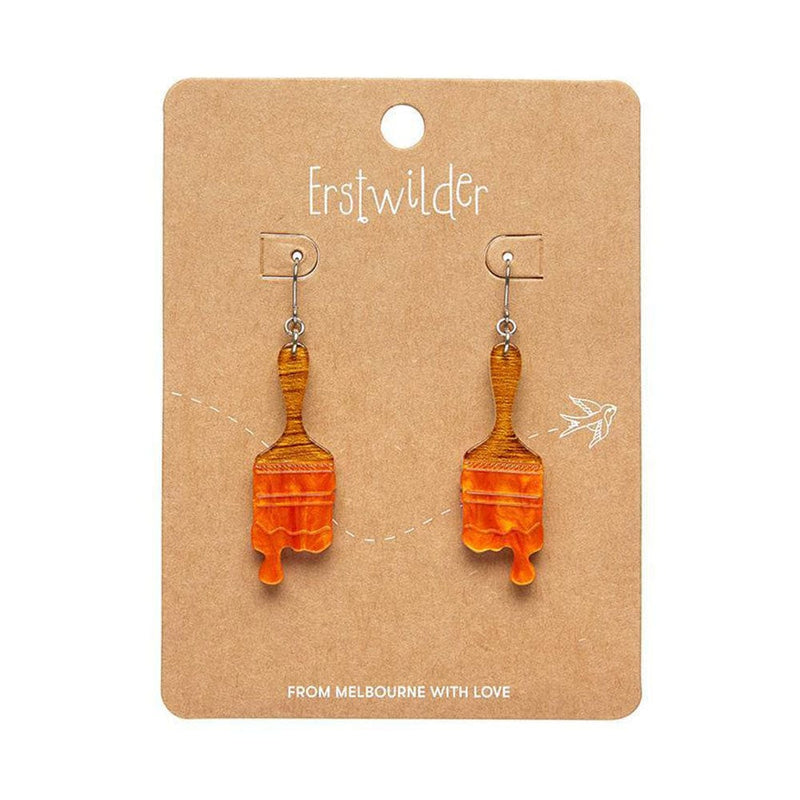 Quirks! Earrings and Accessories Paint Brush Ripple Drop Earrings - Orange by Erstwilder