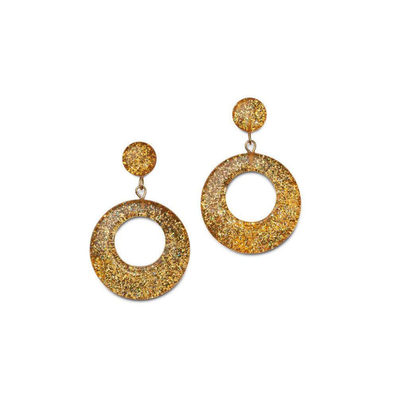 Quirks! Earrings and Accessories Pale Gold Glitter Drop Hoop Earrings by Splendette