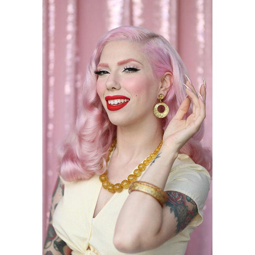 Quirks! Earrings and Accessories Pale Gold Glitter Drop Hoop Earrings by Splendette