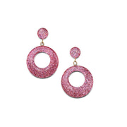 Quirks! Earrings and Accessories Pale Pink Glitter Drop Hoop Earrings by Splendette