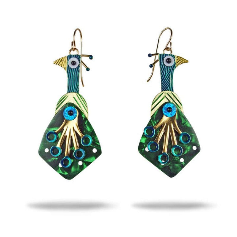 Quirks! Earrings and Accessories Peacock Earrings by Chickenscratch