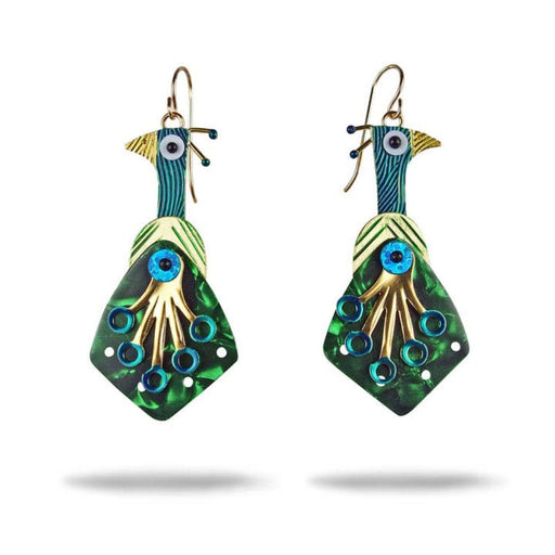 Quirks! Earrings and Accessories Peacock Earrings by Chickenscratch