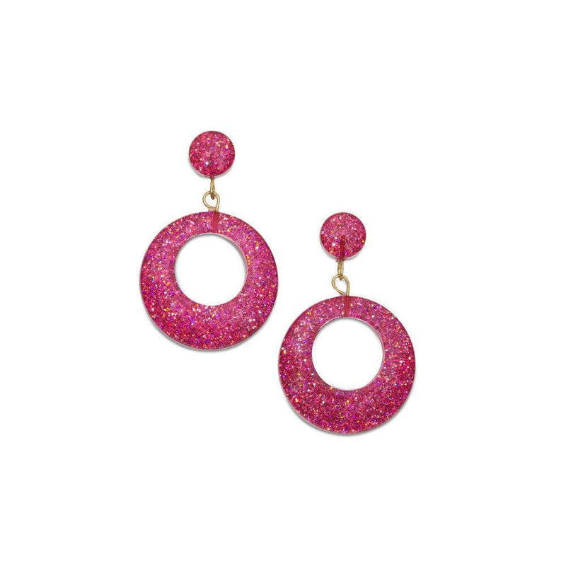 Quirks! Earrings and Accessories Peony Glitter Drop Hoop Earrings by Splendette