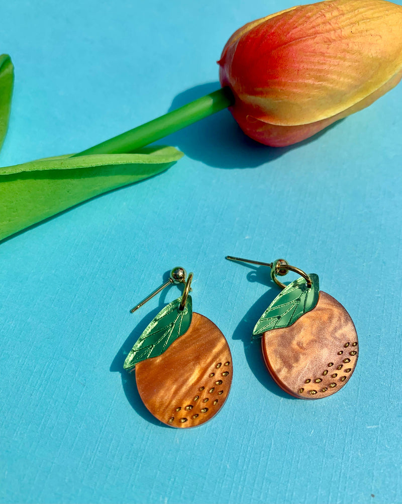 Quirks! Earrings Mini Oranges Acrylic Earrings