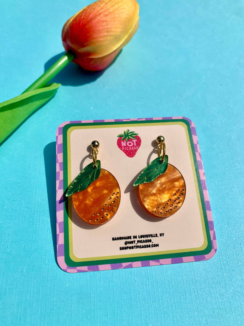 Quirks! Earrings Mini Oranges Acrylic Earrings