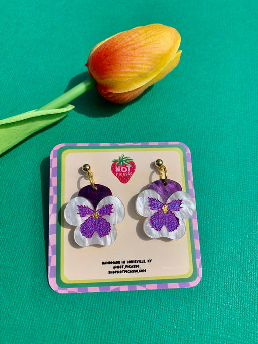 Quirks! Earrings Mini Pansies Acrylic Earrings