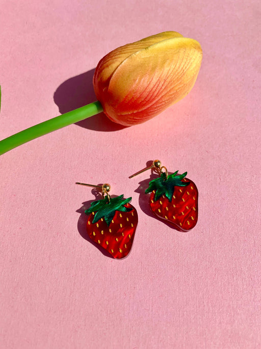 Quirks! Earrings Mini Strawberries Acrylic Earrings