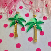 Quirks! Earrings Mirrored Palm Tree Earrings With Rhinestones