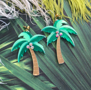 Quirks! Earrings Mirrored Palm Tree Earrings With Rhinestones