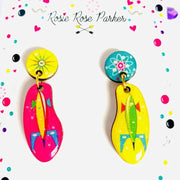 Quirks! earrings Mis-matched Atomic Rocket Earrings by Rosie Rose Parker