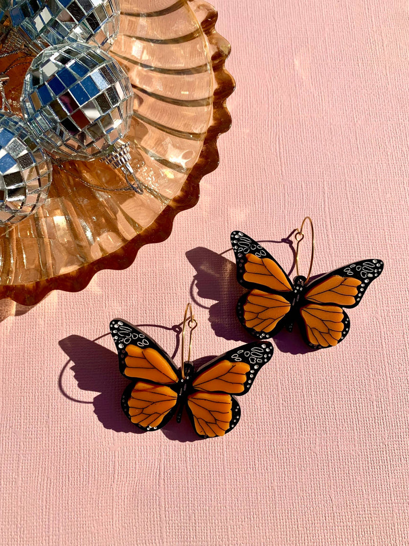 Quirks! Earrings Monarch Butterflies Acrylic Statement Earrings