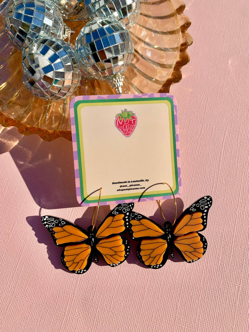 Quirks! Earrings Monarch Butterflies Acrylic Statement Earrings