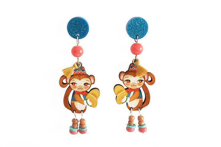 Quirks! Earrings Monkeys with Cymbals Earrings  by Laliblue