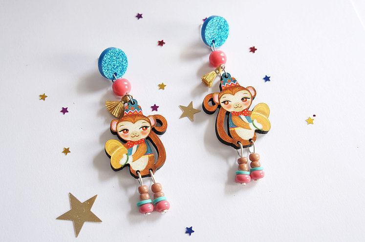 Quirks! Earrings Monkeys with Cymbals Earrings  by Laliblue