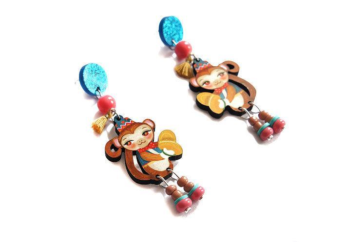 Quirks! Earrings Monkeys with Cymbals Earrings  by Laliblue