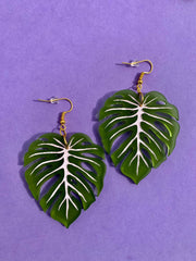 Quirks! Earrings Monstera Leaf Acrylic Statement Earrings