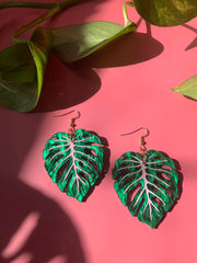 Quirks! Earrings Monstera Leaf Acrylic Statement Earrings