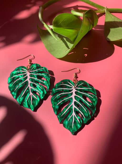 Quirks! Earrings Monstera Leaf Acrylic Statement Earrings