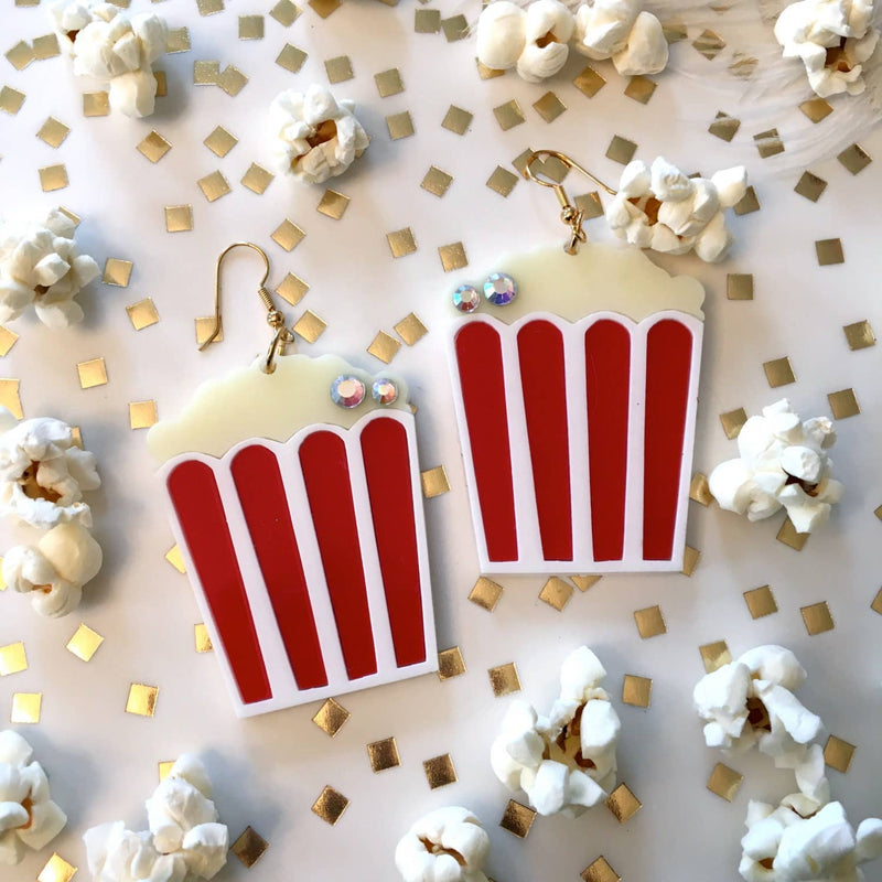 Quirks! Earrings Movie Popcorn Acrylic Statement Earrings