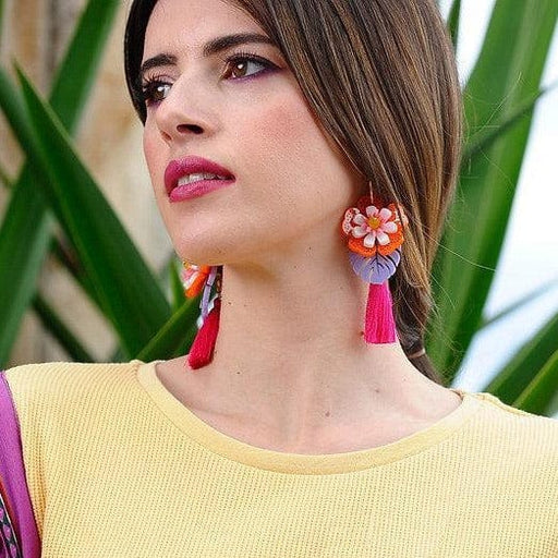 Quirks! Earrings Orange Tropical Flower Earrings by Laliblue