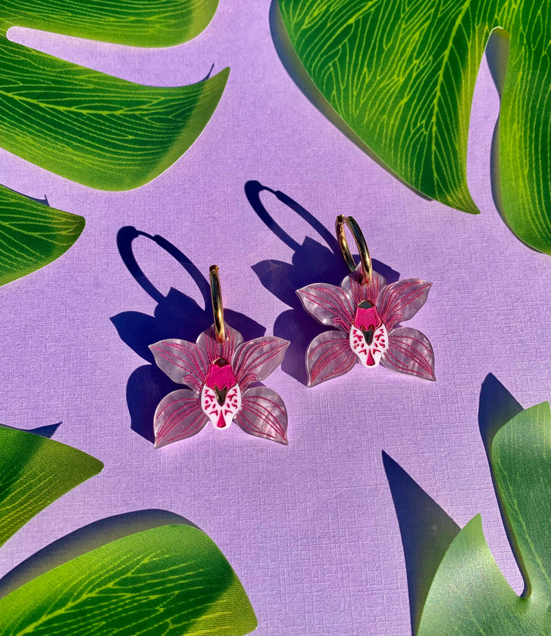 Quirks! Earrings Orchids Acrylic Earrings