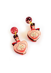 Quirks! Earrings Paris Mon Amour Perfume Bottle Statement Earrings