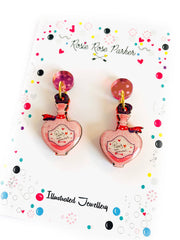 Quirks! Earrings Paris Mon Amour Perfume Bottle Statement Earrings