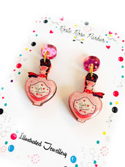 Quirks! Earrings Paris Mon Amour Perfume Bottle Statement Earrings
