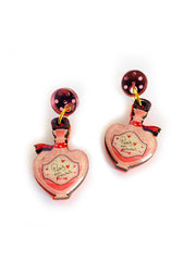 Quirks! Earrings Paris Mon Amour Perfume Bottle Statement Earrings