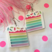 Quirks! Earrings Pastel Rainbow Layered Cake Slice Earrings