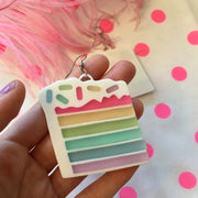 Quirks! Earrings Pastel Rainbow Layered Cake Slice Earrings
