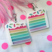 Quirks! Earrings Pastel Rainbow Layered Cake Slice Earrings