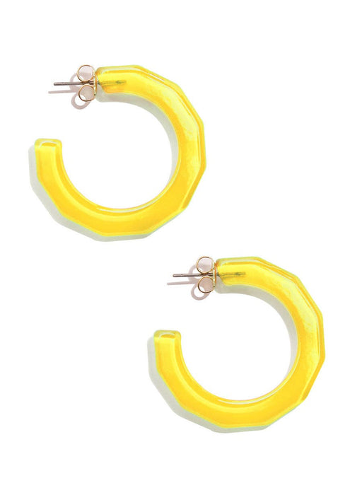 Quirks! Earrings Small Textured Hoop Earring Yellow