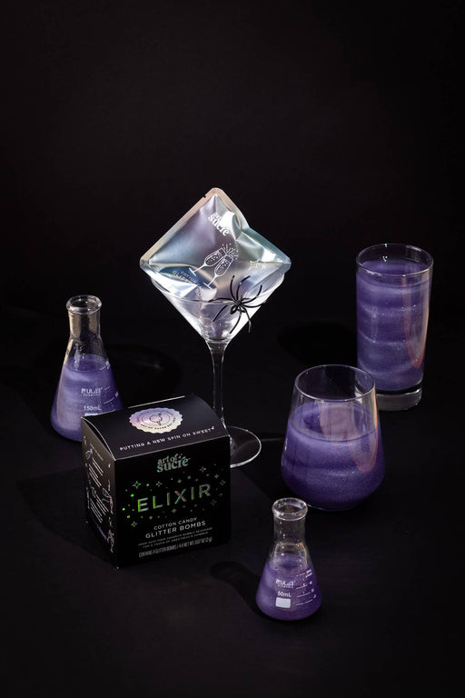Quirks! Elixir Cotton Candy Drink Glitter Bombs