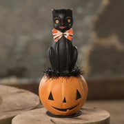 Quirks! Figurines Kitty on Jack O'Lantern by Bethany Lowe Designs