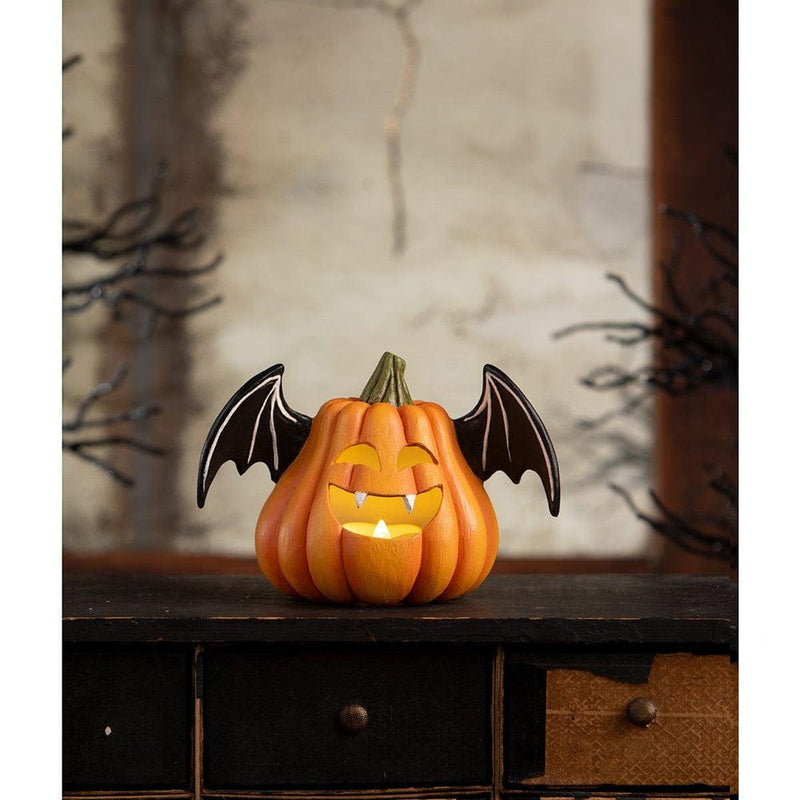 Quirks! Figurines Pumpkin Bat Luminary by Bethany Lowe Designs