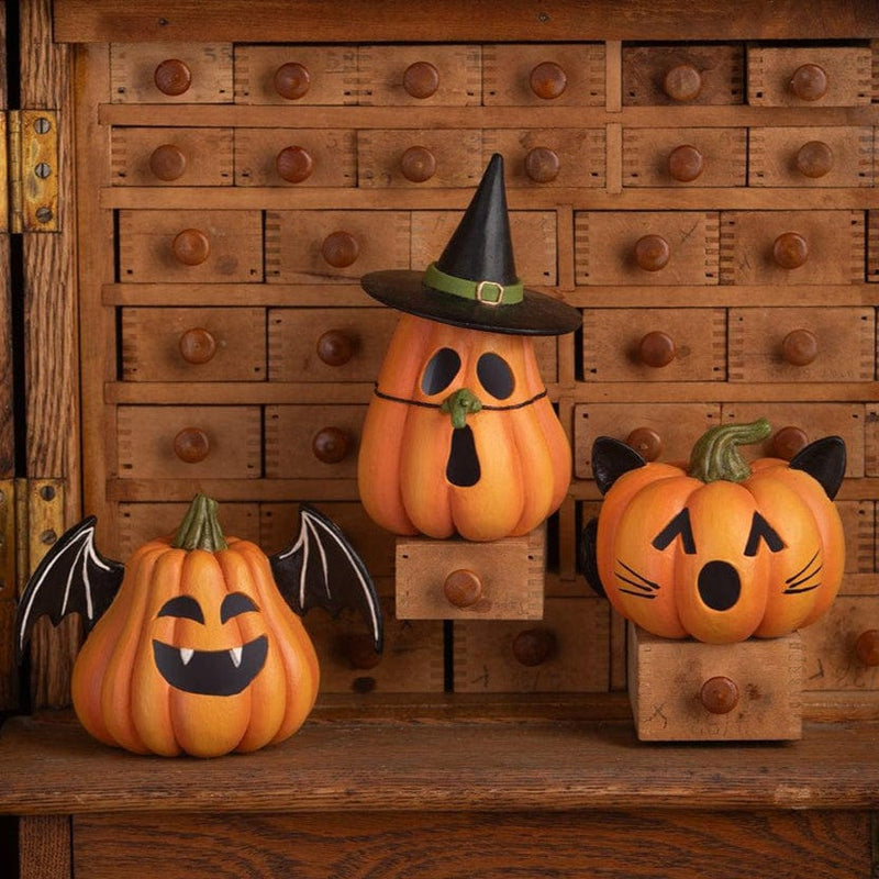 Quirks! Figurines Pumpkin Bat Luminary by Bethany Lowe Designs
