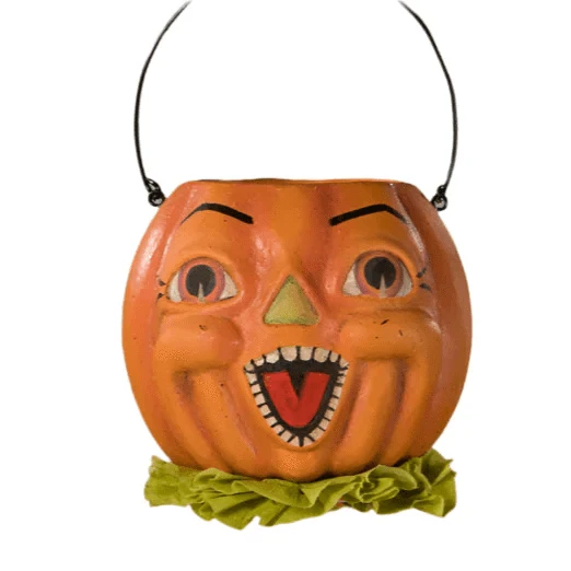 Quirks! Figurines Pumpkin Bucket Ornament Mini by Bethany Lowe Designs