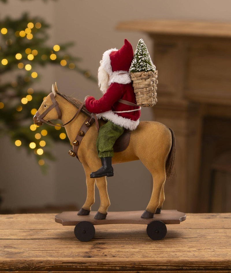 Quirks! Figurines Santa Riding Horse Pull Toy by Bethany Lowe