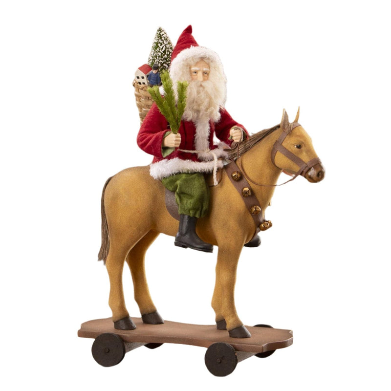 Quirks! Figurines Santa Riding Horse Pull Toy by Bethany Lowe