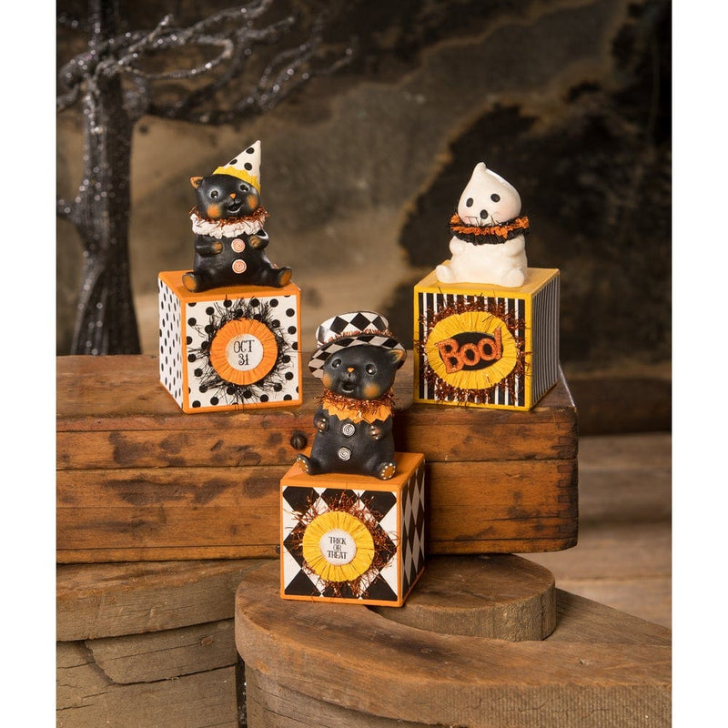 Quirks! Figurines Top Hat Kitty on Block by Bethany Lowe Designs