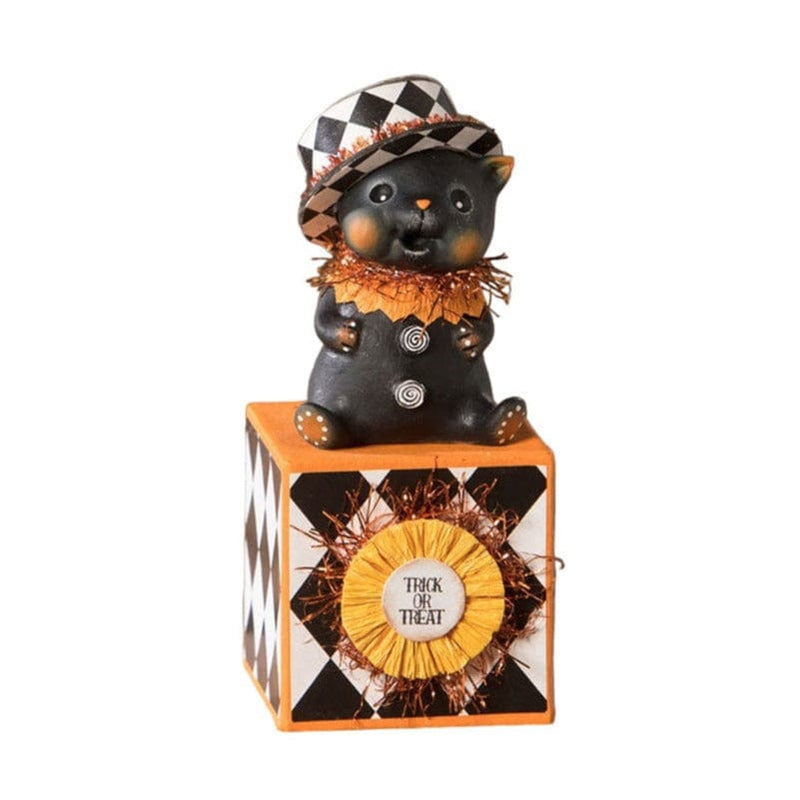 Quirks! Figurines Top Hat Kitty on Block by Bethany Lowe Designs