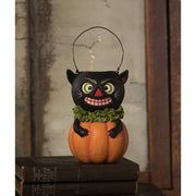 Quirks! Figurines Vintage Black Cat in Pumpkin by Bethany Lowe Designs