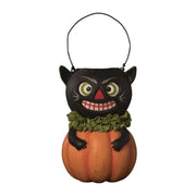 Quirks! Figurines Vintage Black Cat in Pumpkin by Bethany Lowe Designs