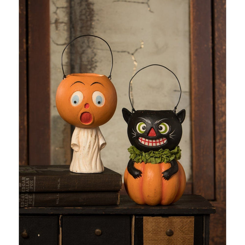 Quirks! Figurines Vintage Black Cat in Pumpkin by Bethany Lowe Designs