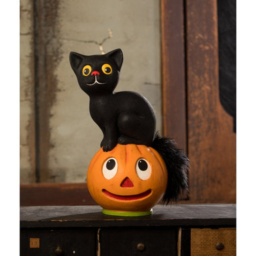 Quirks! Figurines Vintage Seated Cat on Pumpkin by Bethany Lowe Designs