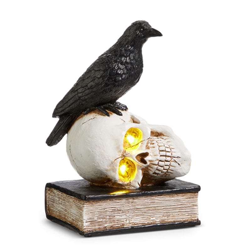 Quirks! Halloween 10" Lighted Nevermore Raven And Skull