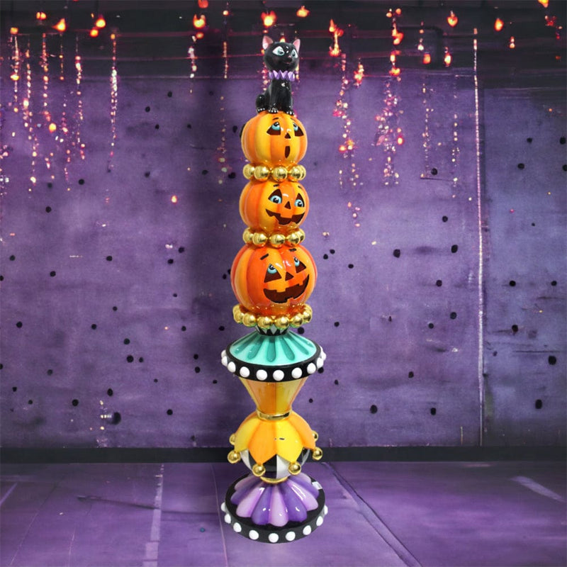 Quirks! Halloween, Seasonal Decor Halloween Carnival Pumpkin Topiary Stack with LED by December Diamonds