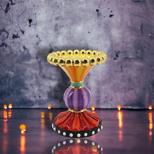 Quirks! Halloween, Seasonal Decor Halloween Carnival Purple and Orange Candle Holder by December Diamonds